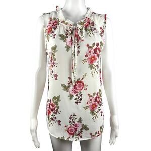 Jon & Anna Contemporary Floral Sleeveless Blouse, NWOT, Medium